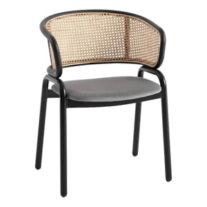 LeisureMod Ervilla Dining Chair With Steel Legs and Velvet Seat Gray
