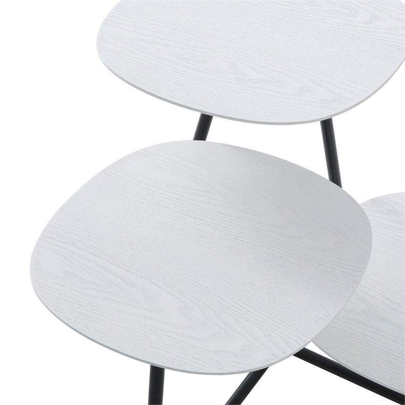 LeisureMod Hazelton Manufactured Wood Top and Steel Frame End Table White