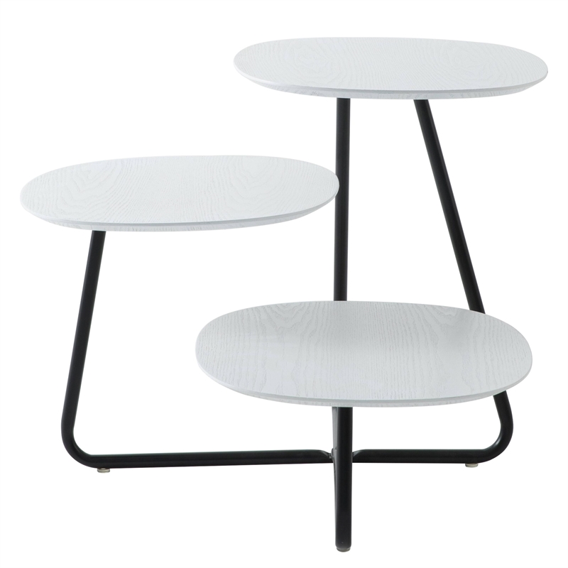 LeisureMod Hazelton Manufactured Wood Top and Steel Frame End Table White