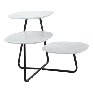 LeisureMod Hazelton Manufactured Wood Top and Steel Frame End Table White