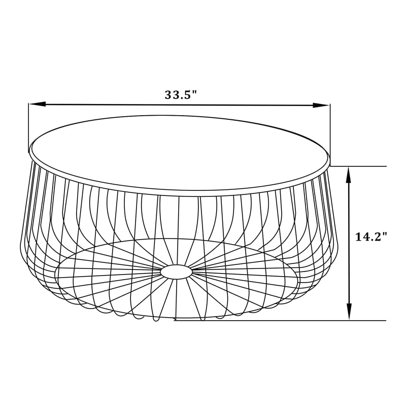LeisureMod Runswick Round Wood Top Coffee Table With Steel Base Walnut