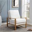 LeisureMod Jefferson Faux Leather Accent Armchair With Gold Frame White