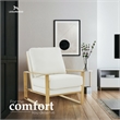 LeisureMod Jefferson Faux Leather Accent Armchair With Gold Frame White