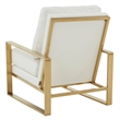 LeisureMod Jefferson Faux Leather Accent Armchair With Gold Frame White