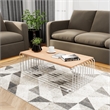 LeisureMod Walden Rectangular Wood Coffee Table Powder Coated Steel Frame White