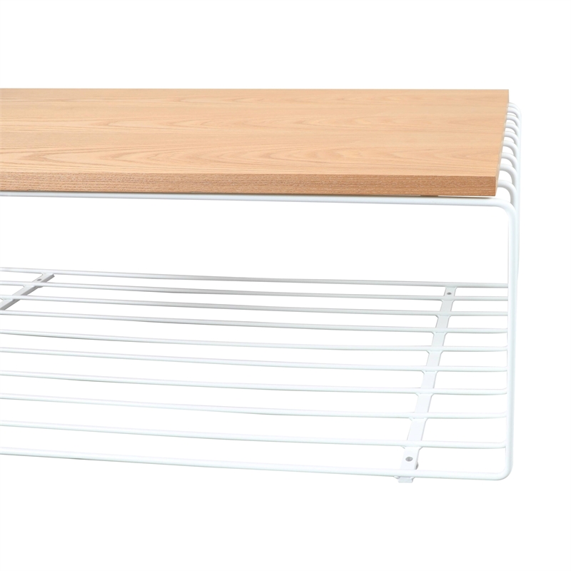 LeisureMod Walden Rectangular Wood Coffee Table Powder Coated Steel Frame White