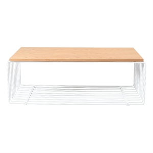 LeisureMod Walden Rectangular Wood Coffee Table Powder Coated Steel Frame White