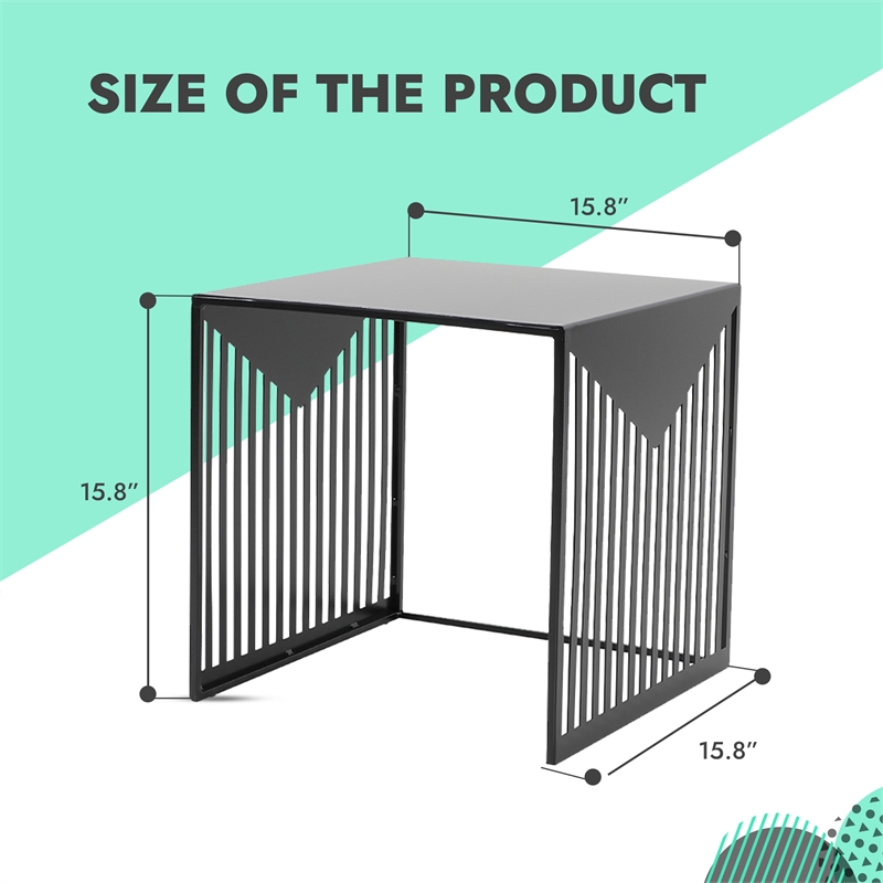 LeisureMod Cisco Modern Powder-Coated Stainless Steel Finish Side Table Black