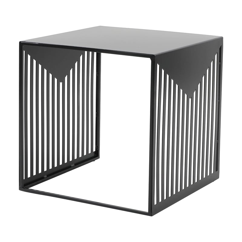 LeisureMod Cisco Modern Powder-Coated Stainless Steel Finish Side Table Black