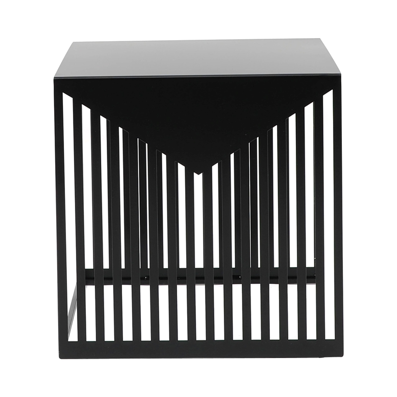 LeisureMod Cisco Modern Powder-Coated Stainless Steel Finish Side Table Black