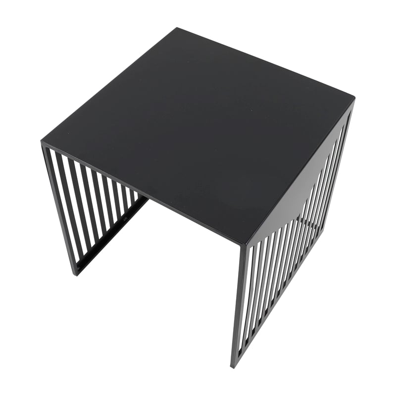 LeisureMod Cisco Modern Powder-Coated Stainless Steel Finish Side Table Black