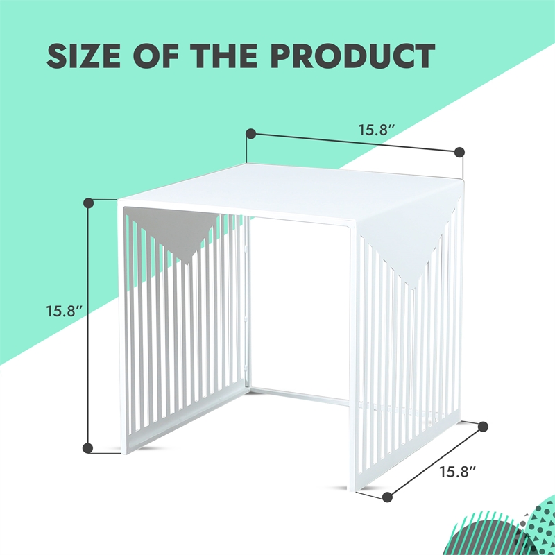 LeisureMod Cisco Modern Powder-Coated Stainless Steel Finish Side Table White