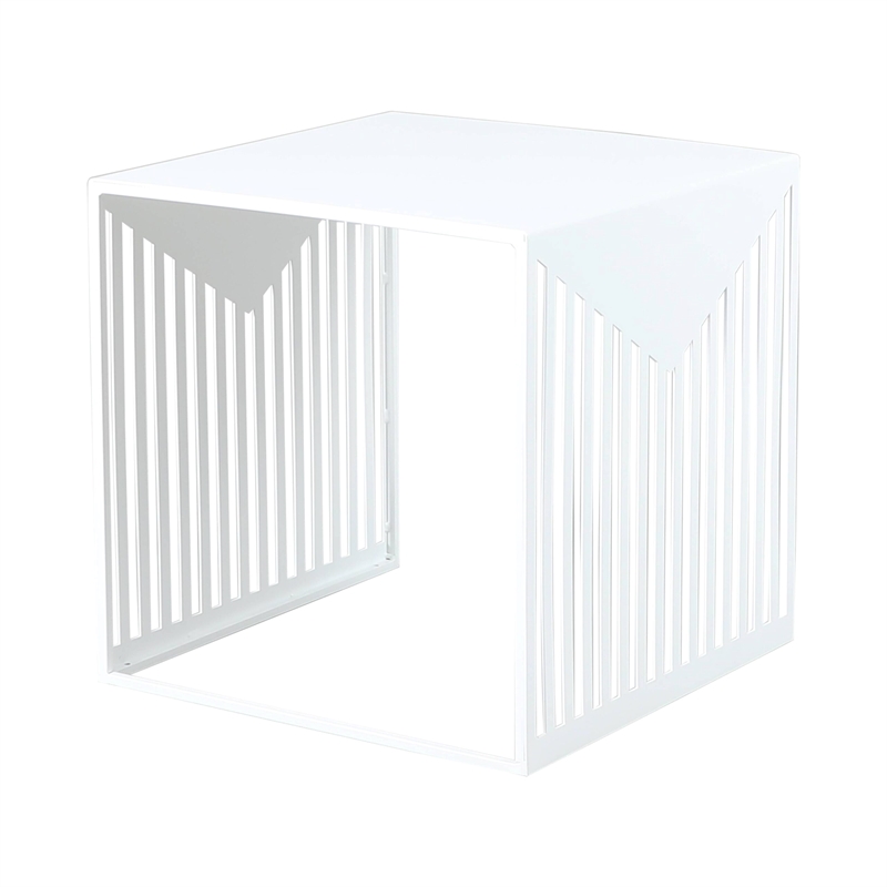 LeisureMod Cisco Modern Powder-Coated Stainless Steel Finish Side Table White
