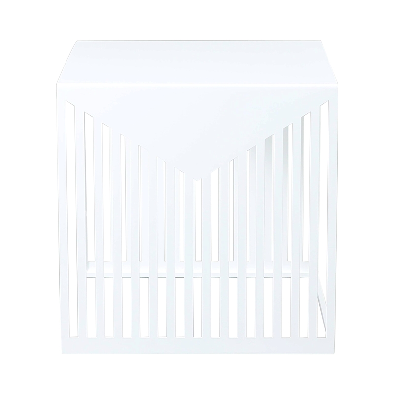 LeisureMod Cisco Modern Powder-Coated Stainless Steel Finish Side Table White