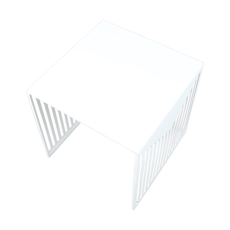 LeisureMod Cisco Modern Powder-Coated Stainless Steel Finish Side Table White