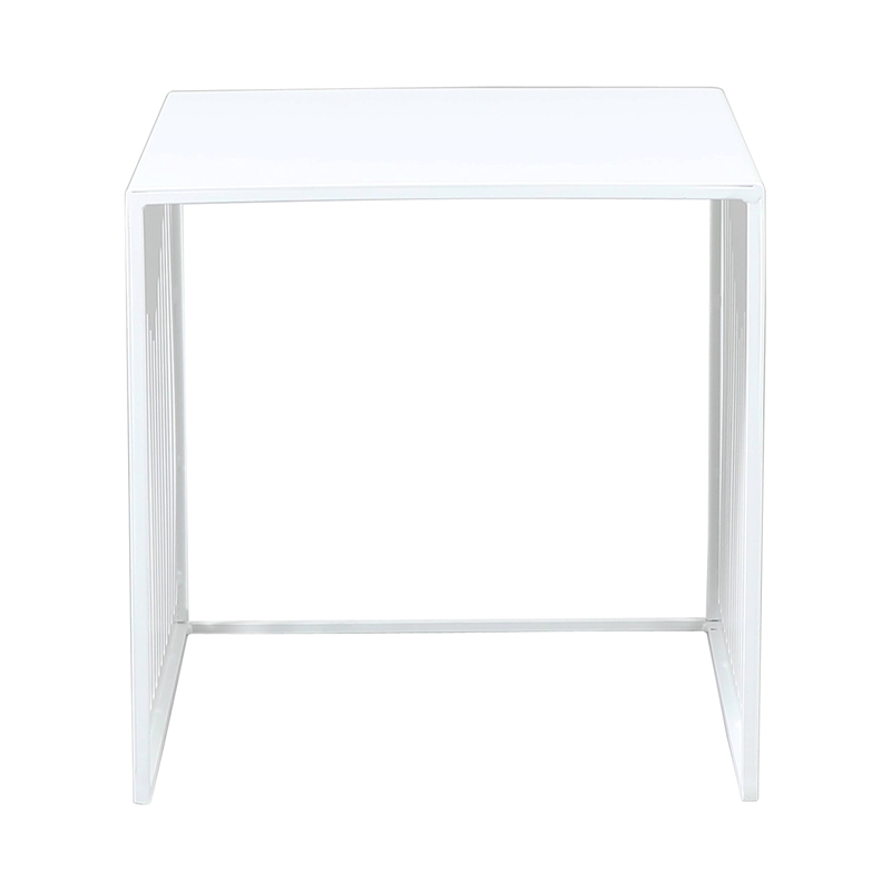 LeisureMod Cisco Modern Powder-Coated Stainless Steel Finish Side Table White