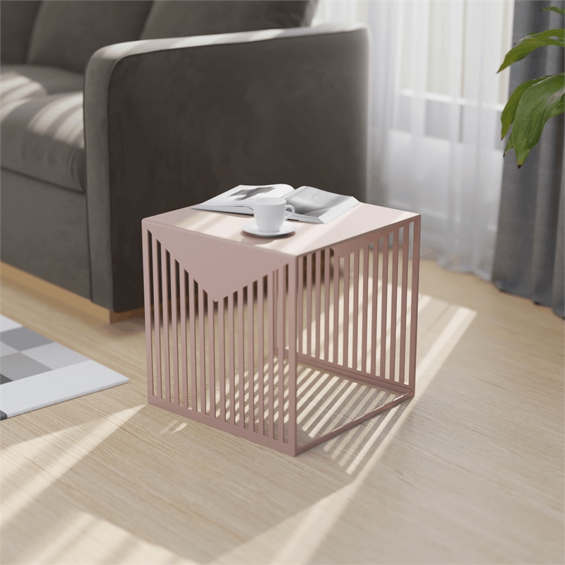 LeisureMod Cisco Modern Powder-Coated Stainless Steel Finish Side Table Brown