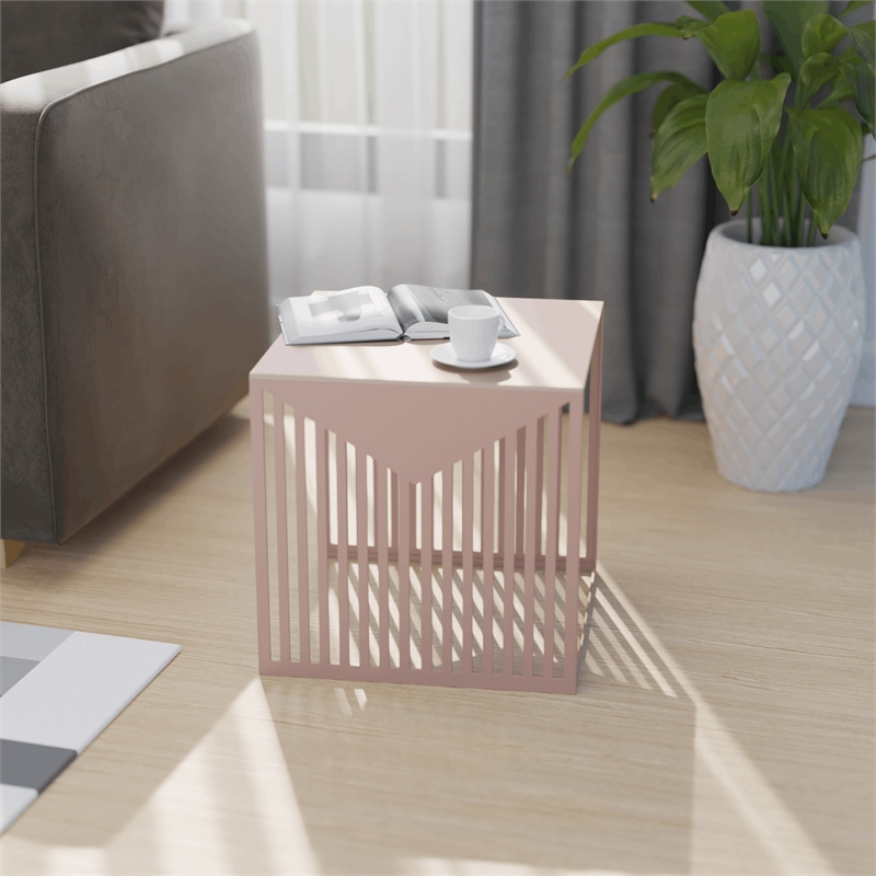 LeisureMod Cisco Modern Powder-Coated Stainless Steel Finish Side Table Brown
