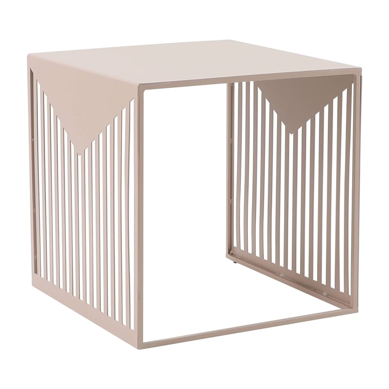 LeisureMod Cisco Modern Powder-Coated Stainless Steel Finish Side Table Brown