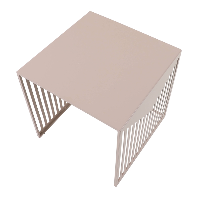 LeisureMod Cisco Modern Powder-Coated Stainless Steel Finish Side Table Brown