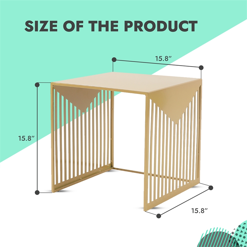 LeisureMod Cisco Modern Powder-Coated Stainless Steel Finish Side Table Gold