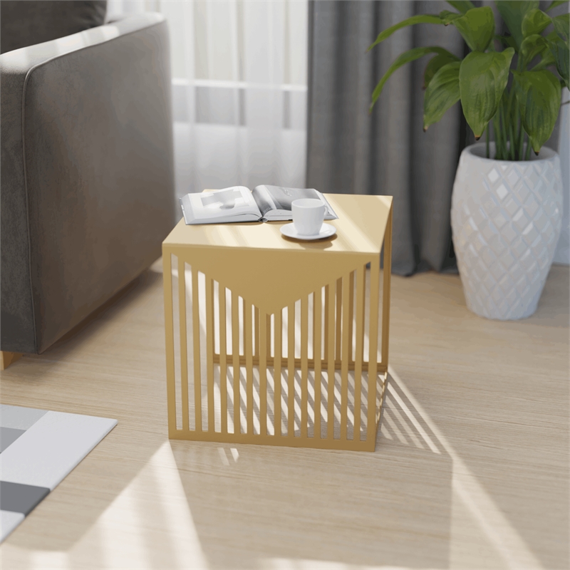LeisureMod Cisco Modern Powder-Coated Stainless Steel Finish Side Table Gold