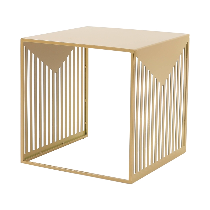 LeisureMod Cisco Modern Powder-Coated Stainless Steel Finish Side Table Gold