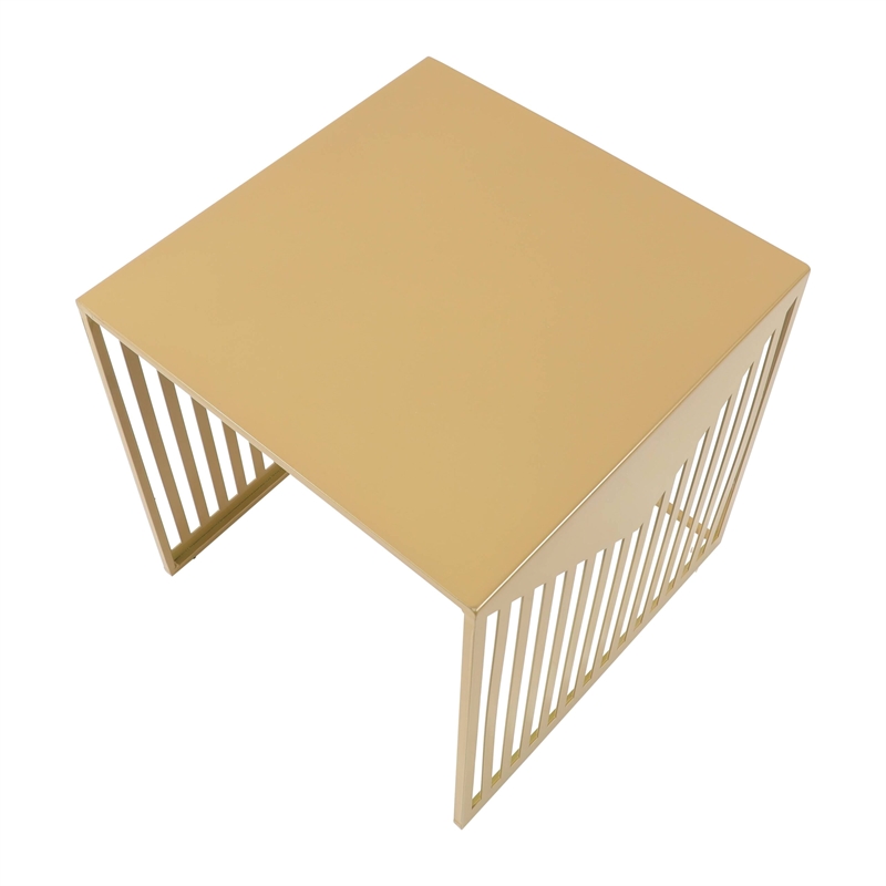 LeisureMod Cisco Modern Powder-Coated Stainless Steel Finish Side Table Gold