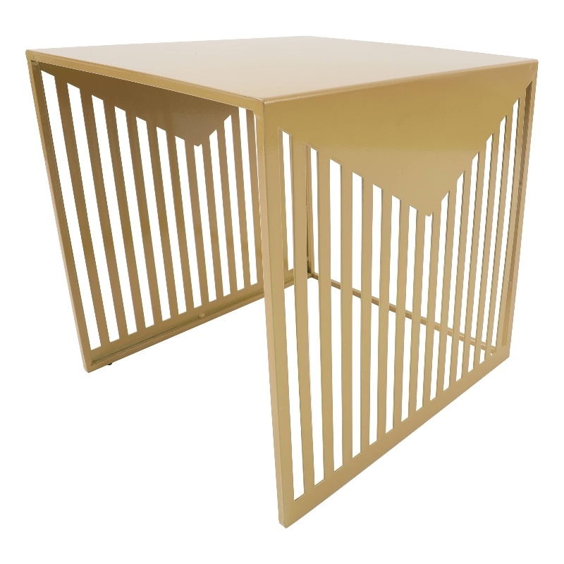 LeisureMod Cisco Modern Powder-Coated Stainless Steel Finish Side Table Gold