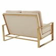 Leisuremod Jefferson Modern Design Velvet Loveseat With Gold Frame Beige