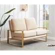 Leisuremod Jefferson Modern Design Velvet Loveseat With Gold Frame Beige