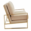 Leisuremod Jefferson Modern Design Velvet Loveseat With Gold Frame Beige