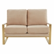 Leisuremod Jefferson Modern Design Velvet Loveseat With Gold Frame Beige