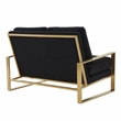 Leisuremod Jefferson Modern Design Velvet Loveseat With Gold Frame Black