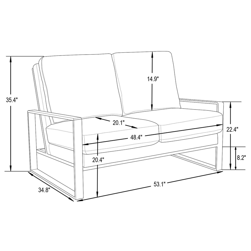 Leisuremod Jefferson Modern Design Velvet Loveseat With Gold Frame Black