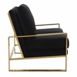 Leisuremod Jefferson Modern Design Velvet Loveseat With Gold Frame Black
