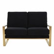 Leisuremod Jefferson Modern Design Velvet Loveseat With Gold Frame Black