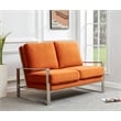 Leisuremod Jefferson Modern Design Velvet Loveseat With Gold Frame Orange