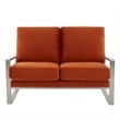 Leisuremod Jefferson Modern Design Velvet Loveseat With Gold Frame Orange