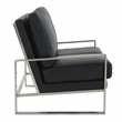 LeisureMod Jefferson Faux Leather Modern Loveseat With Gold Frame Black