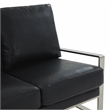 LeisureMod Jefferson Faux Leather Modern Loveseat With Gold Frame Black
