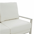 LeisureMod Jefferson Faux Leather Modern Design Loveseat With Silver Frame White