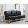 Leisuremod Jefferson Modern Design Faux Leather Sofa With Gold Frame Black