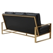 Leisuremod Jefferson Modern Design Faux Leather Sofa With Gold Frame Black