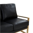 Leisuremod Jefferson Modern Design Faux Leather Sofa With Gold Frame Black