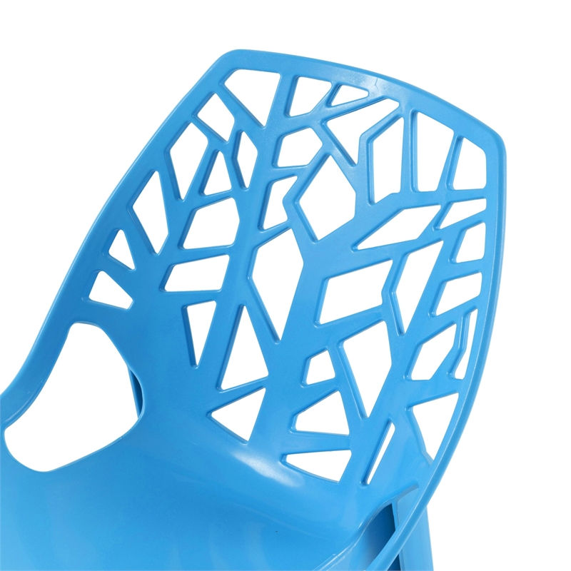 LeisureMod Cornelia Modern Plastic Dining Side Chair Set of 2 Solid Blue