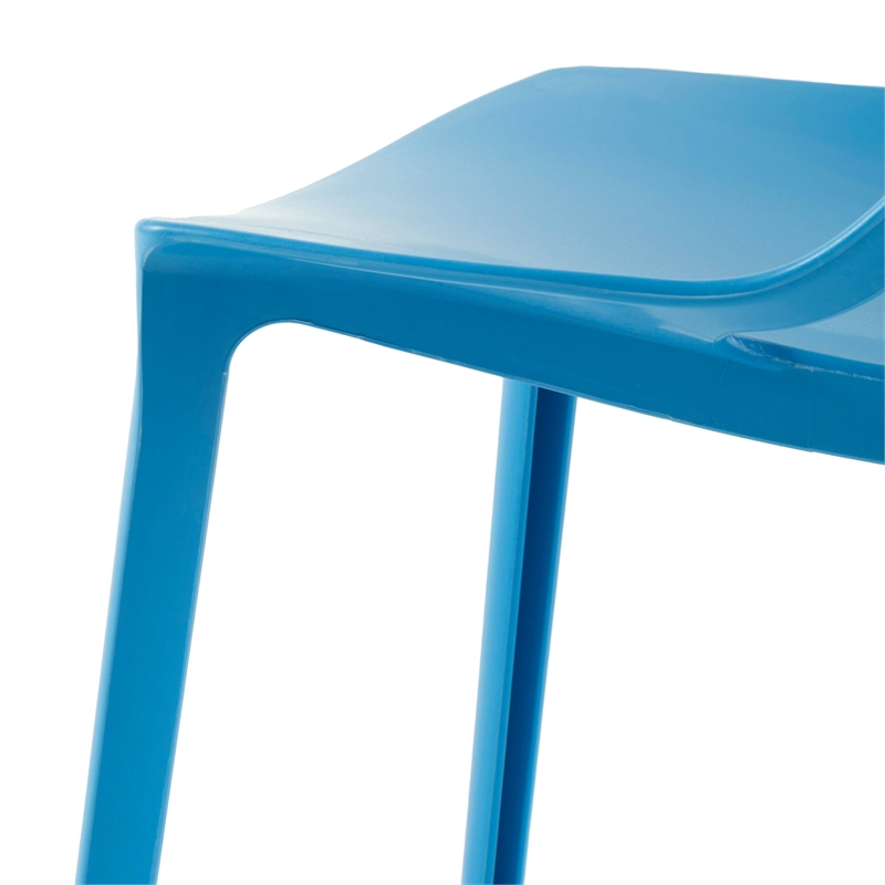 LeisureMod Cornelia Modern Plastic Dining Side Chair Set of 2 Solid Blue