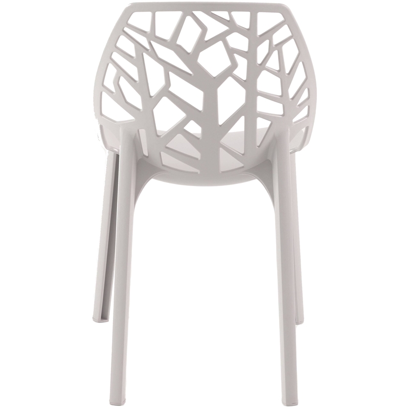 LeisureMod Cornelia Modern Plastic Dining Side Chair Set of 2 Solid Gray