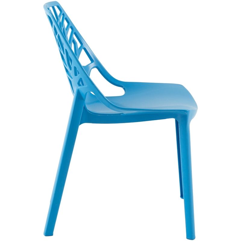LeisureMod Cornelia Modern Plastic Dining Side Chair Set of 4 Solid Blue