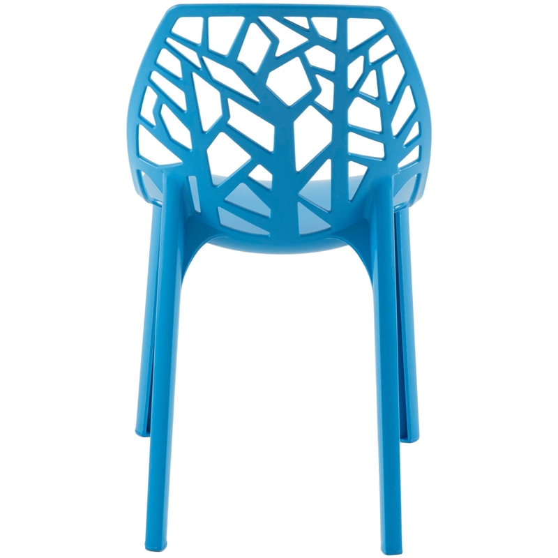 LeisureMod Cornelia Modern Plastic Dining Side Chair Set of 4 Solid Blue